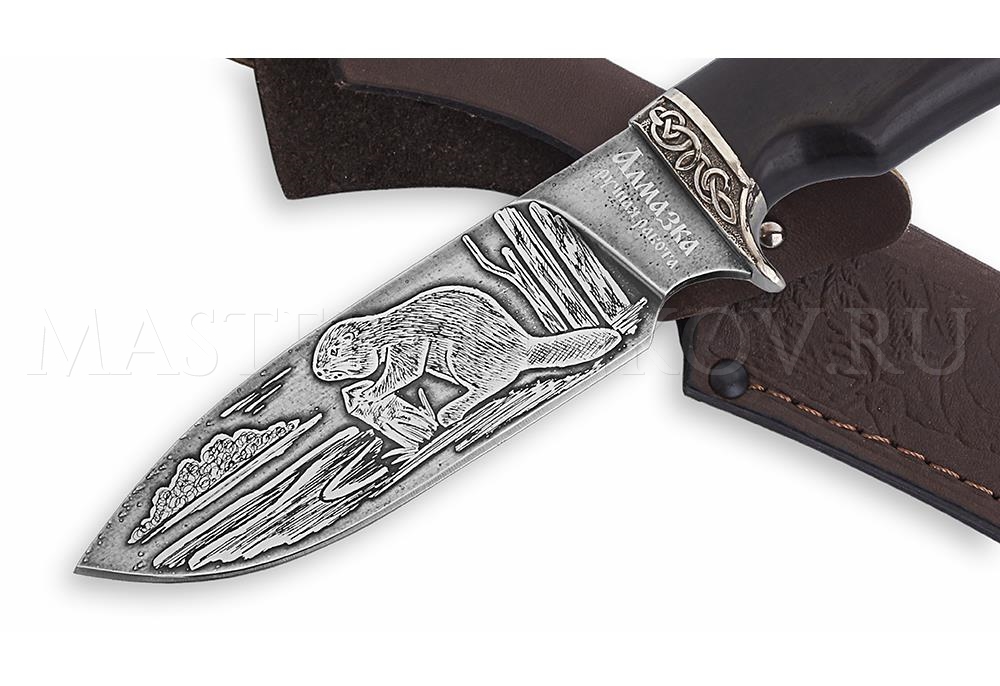 Нож из стали ХВ5 Бобр, рукоять — черный граб, литье