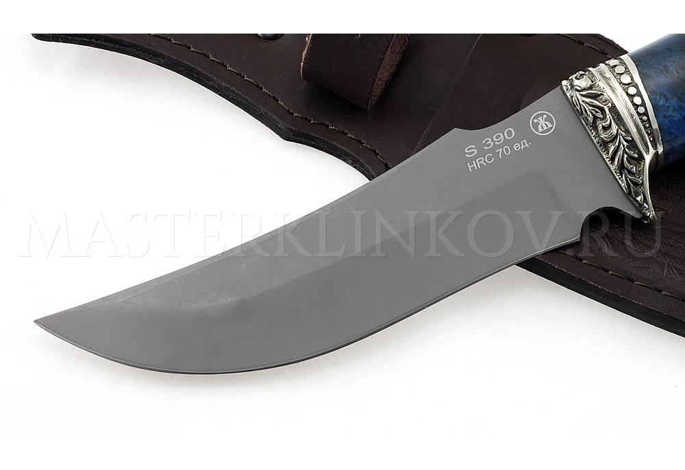 Нож из порошковой стали Böhler S390 Восток, рукоять — стаб. карельская береза, литье