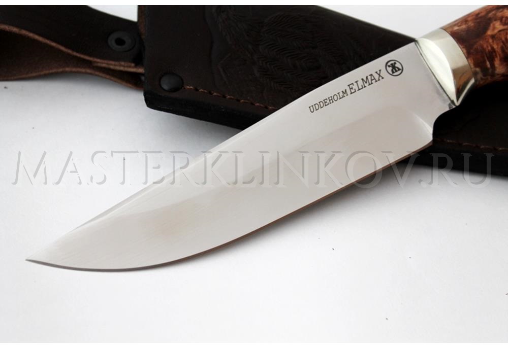Нож из порошковой стали Elmax Егерь, рукоять - карельская береза