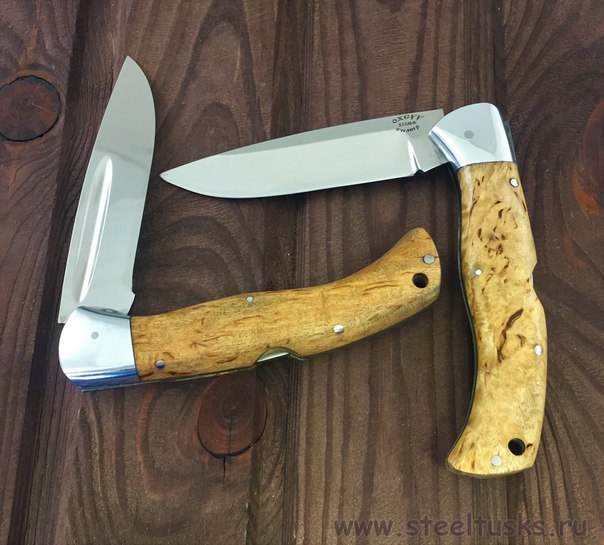 Нож складной из стали Х12МФ Якут, рукоять - карельская береза