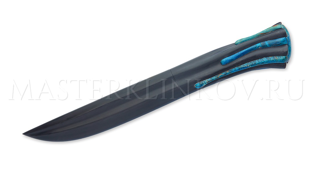 Нож из стали М390 Осетр, ножны - черный граб с подставкой