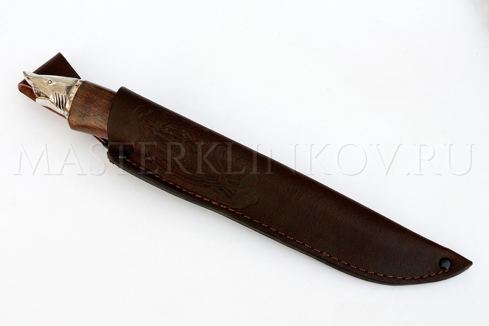 Нож из дамасской стали Акула, рукоять - венге, литье