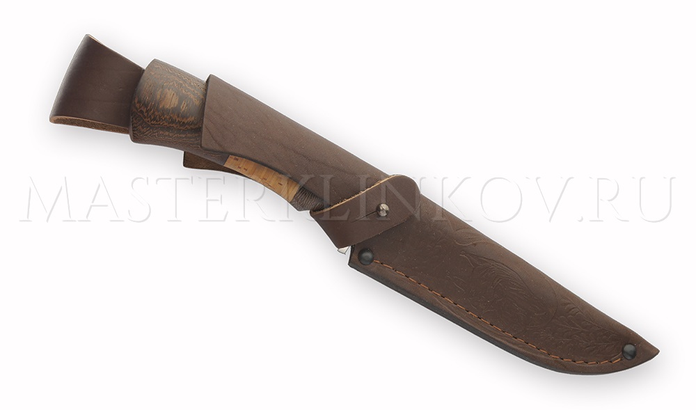 Нож Судак из стали Х12МФ, рукоять венге и береста