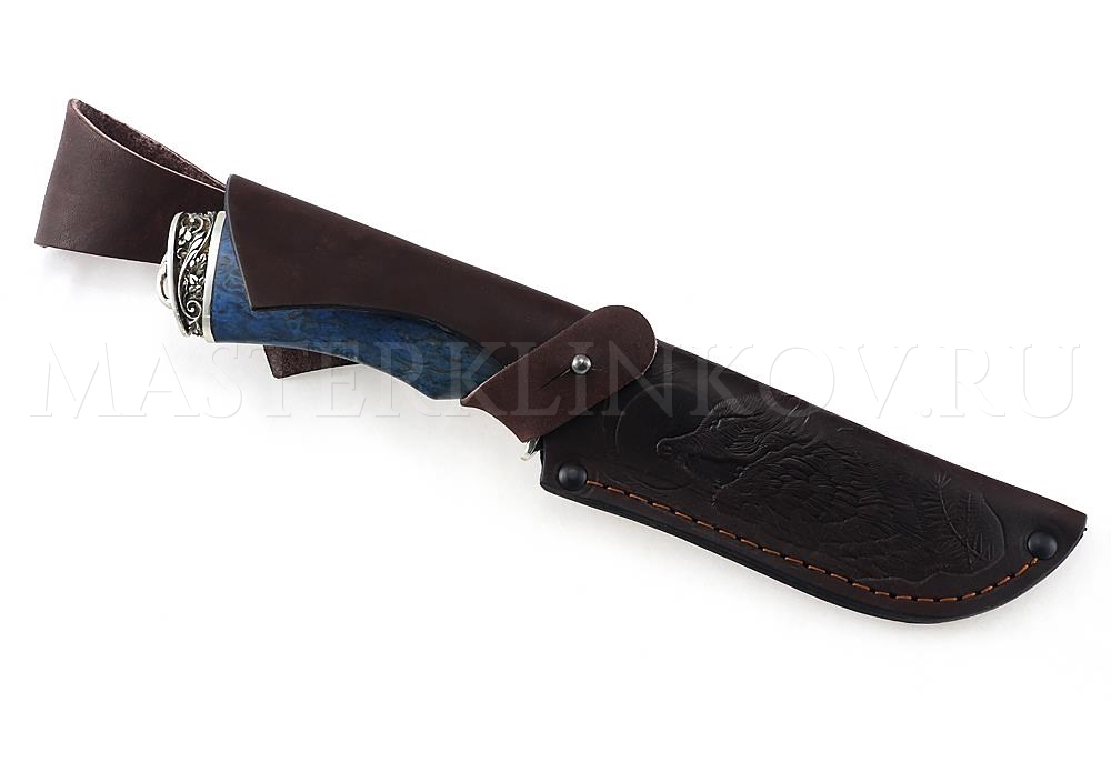 Нож из порошковой стали Böhler S390 Бобр, рукоять — стаб. карельская береза, литье