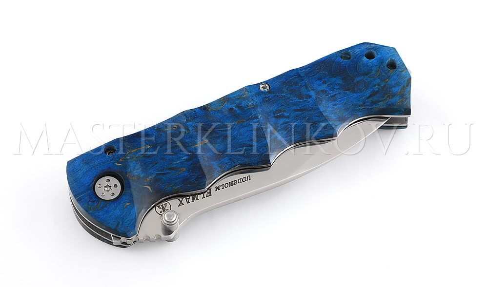 Нож складной из стали Elmax - 007 Зубр, рукоять - карельская береза, под пальцы