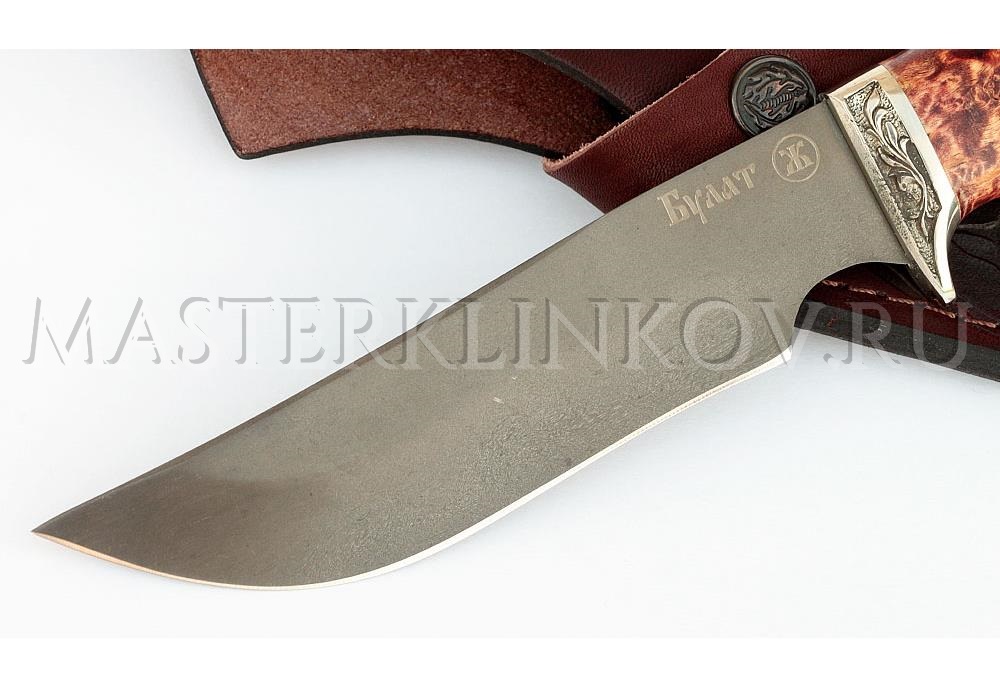 Нож из булатной стали Цезарь, рукоять - карельская береза