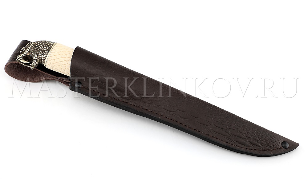 Нож Осетр, мозаичный ламинат, рог лося, подставка - кобра
