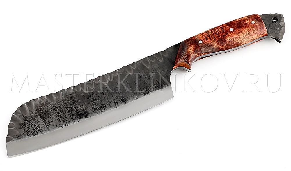 Тяпка цельнометаллическая из стали Х12МФ, рукоять - карельская береза