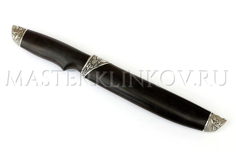 Нож из булатной стали Осетр, рукоять - черный граб, литье, ножны- черный граб