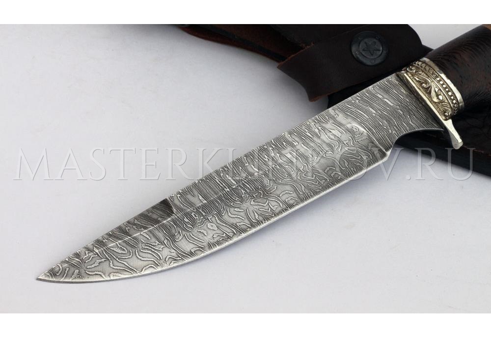 Нож из дамасской стали Судак, рукоять - венге, береста