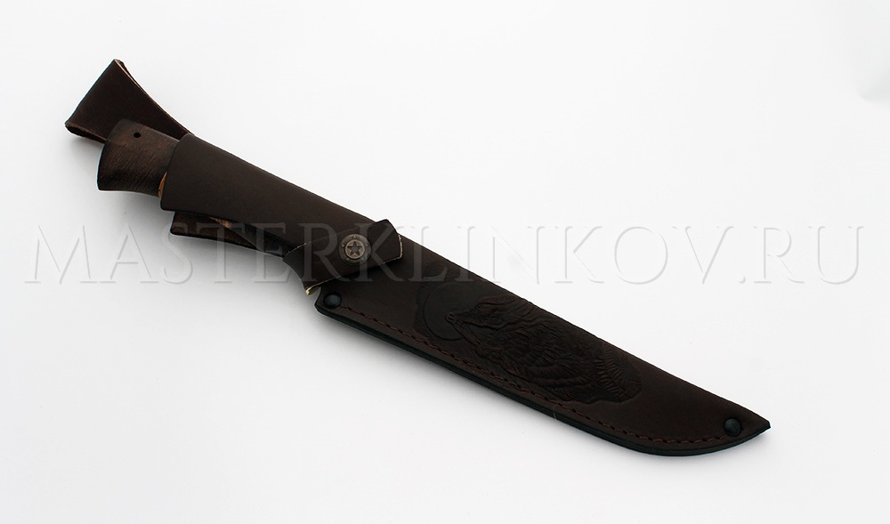 Нож филейный кованый из дамасской стали №2, 200 мм, рукоять - венге, береста