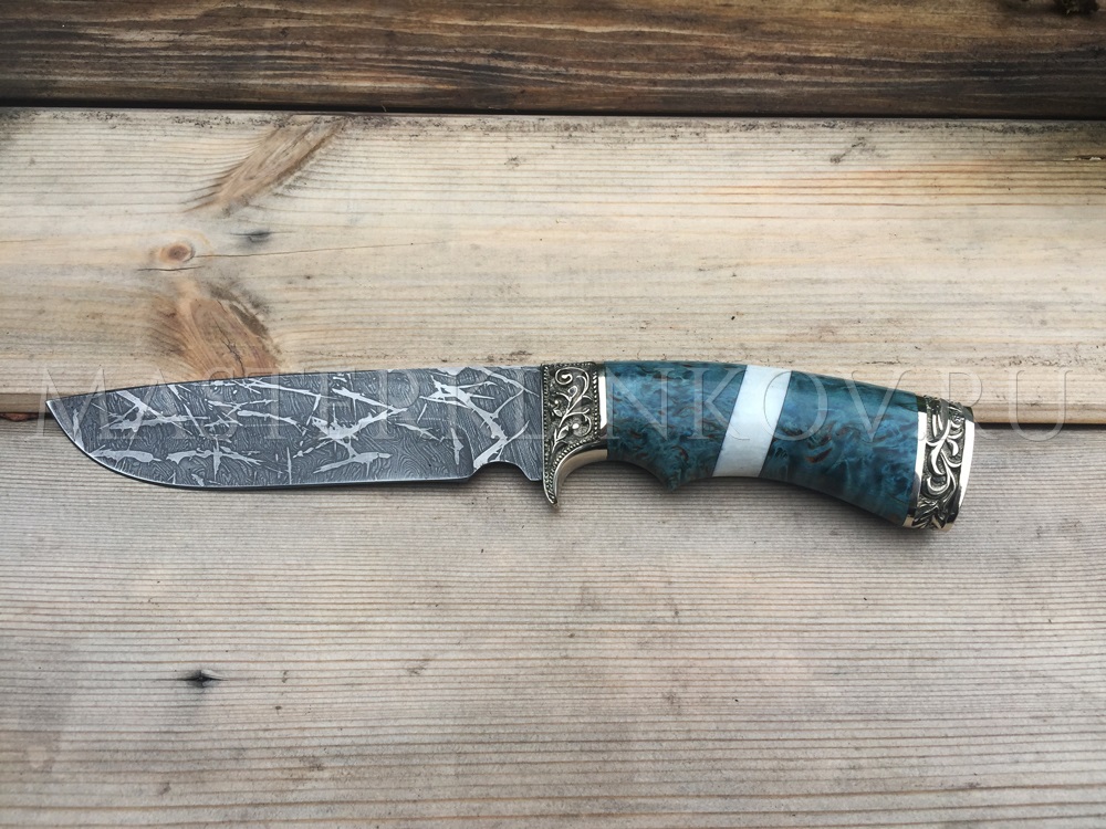 Нож из дамасской стали Лорд, рукоять - карельская береза, акрил, литье
