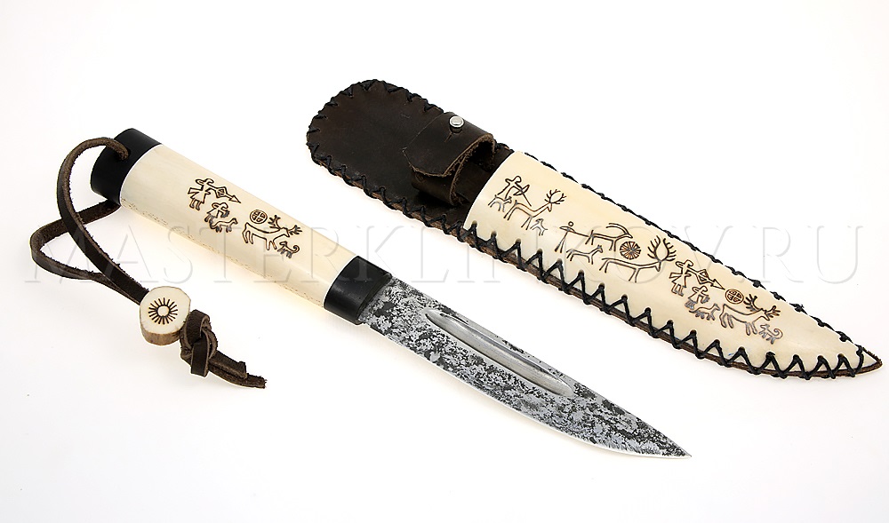 Нож из стали 9ХС Якут малый, рукоять - рог лося