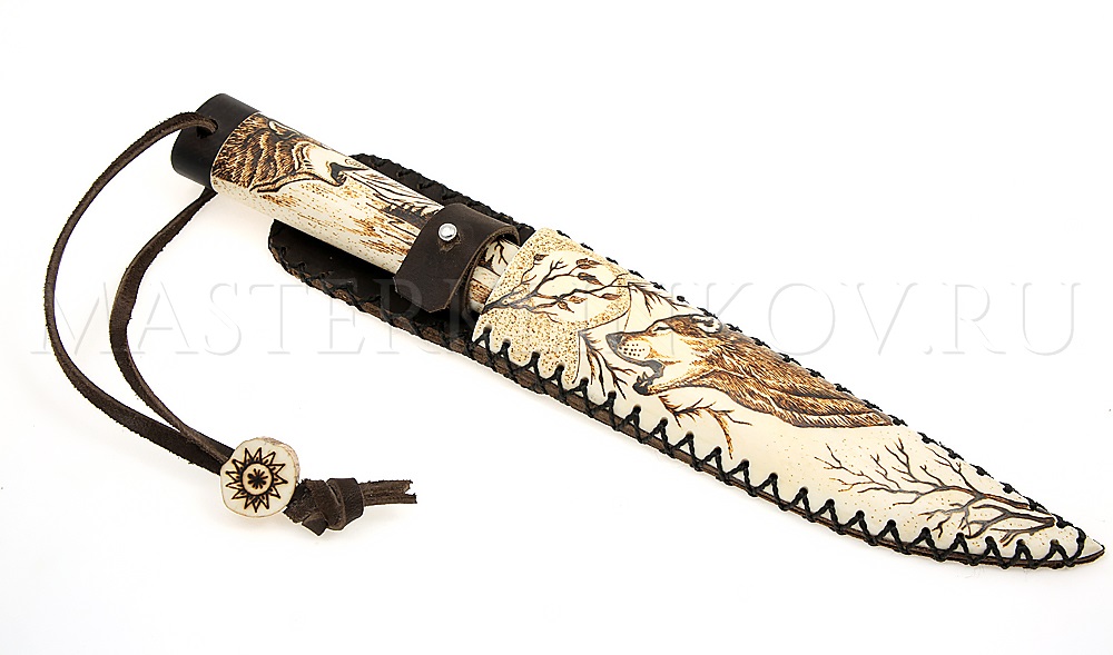 Нож из стали 9ХС Якут большой, рукоять - рог лося