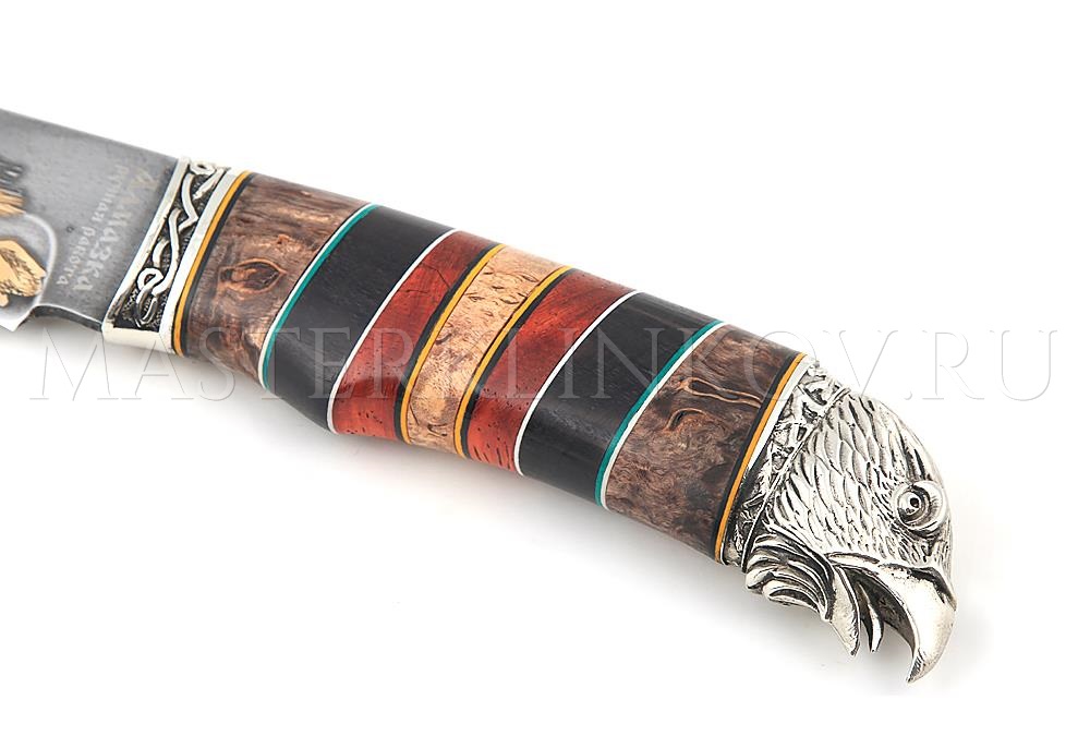 Нож из алмазной стали Беркут, золочение, рукоять - комбинированная, наборная, литье