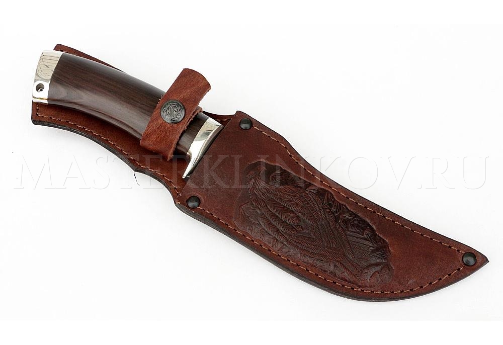 Нож из порошковой стали Vanadis 10 Восток, рукоять — черный граб,  литье  мельхиор