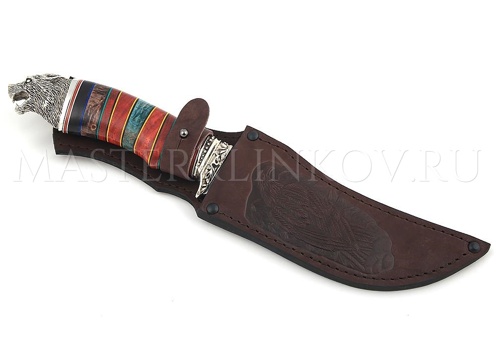 Нож из алмазной стали Восток, золочение, рукоять - комбинированная, наборная, литье