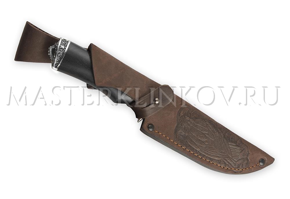 Нож из булатной стали Пехотный, рукоять - черный граб, литье