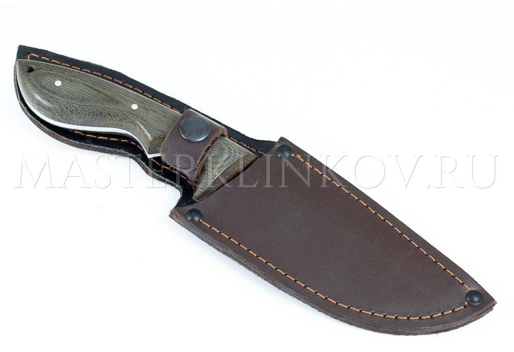 Нож из булатной стали Зубр, рукоять - микарта, цельнометаллическая