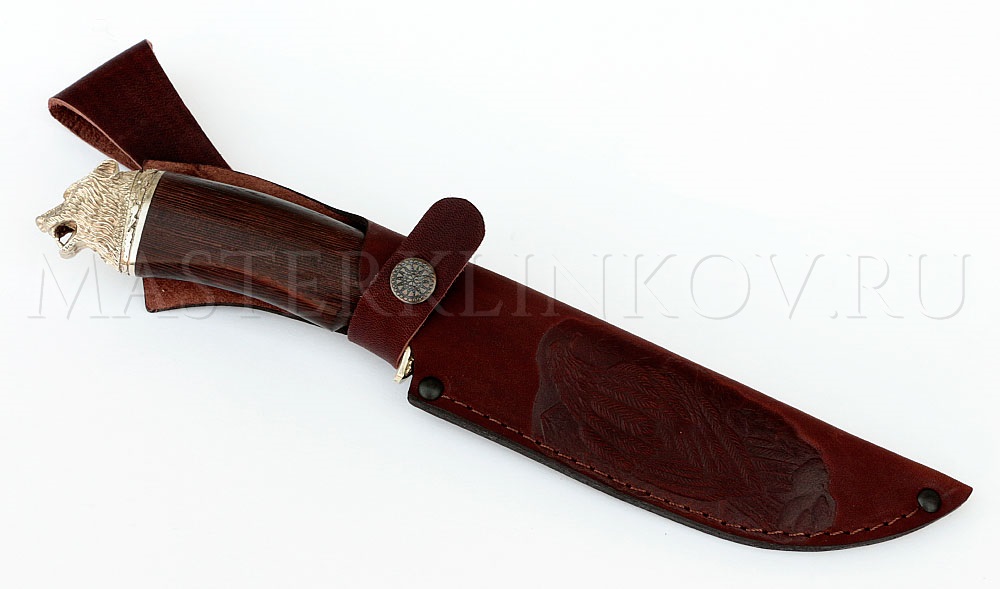 Нож из дамасской стали Кадет, рукоять - венге, литье Волк