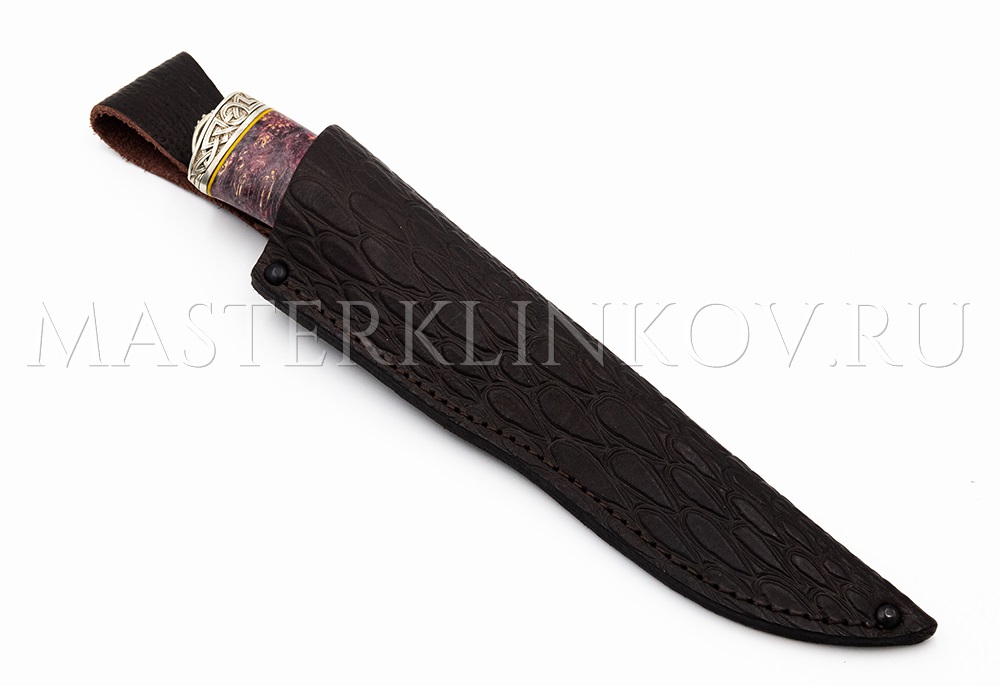 Нож из порошковой стали Böhler S390 Золотоискатель, рукоять — стабилизированный кап клена, литье