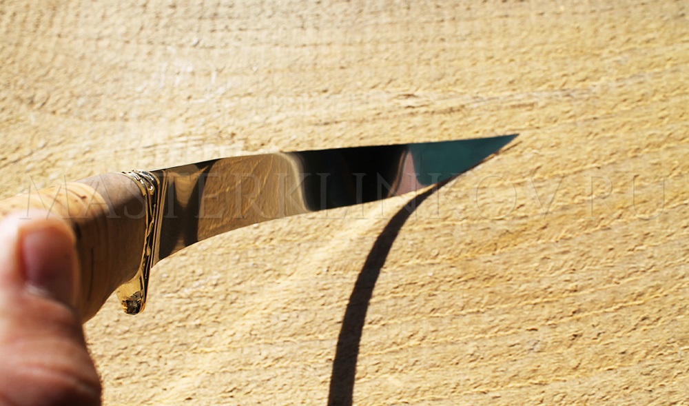 Нож филейный из стали 95Х18, 200 мм, рукоять - береста, орех