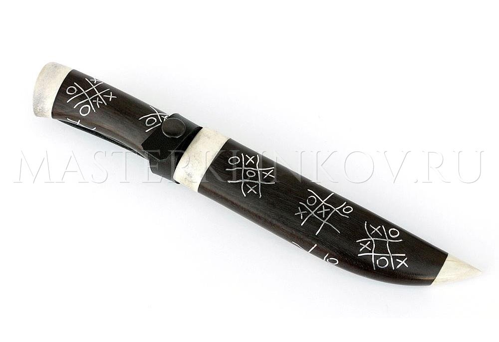 Нож из алмазной стали Ностальгия, рукоять и ножны - черный граб, рог лося