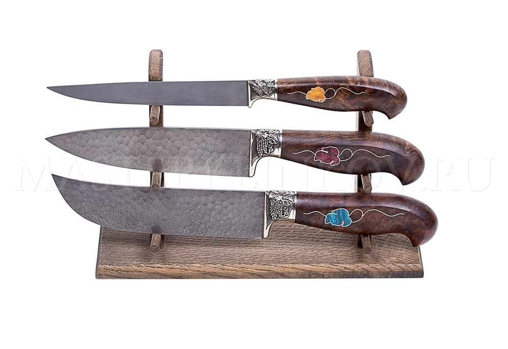 Стойка из дуба для 3 ножей