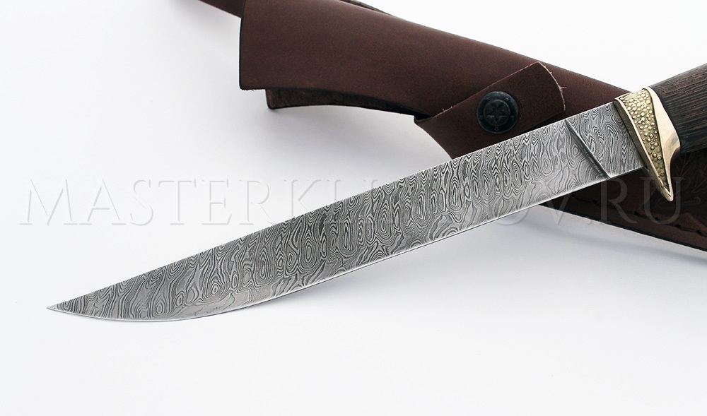 Нож филейный кованый из дамасской стали №3, 200 мм, рукоять - венге