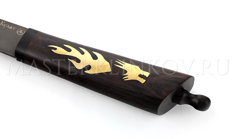 Нож из булатной стали Танто, золочение Дракон
