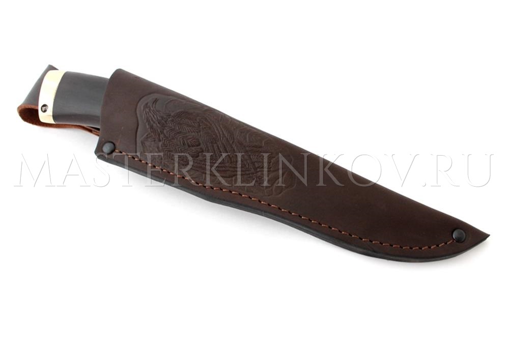 Нож из стали Elmax «Медведь», рукоять - черный граб, бронза