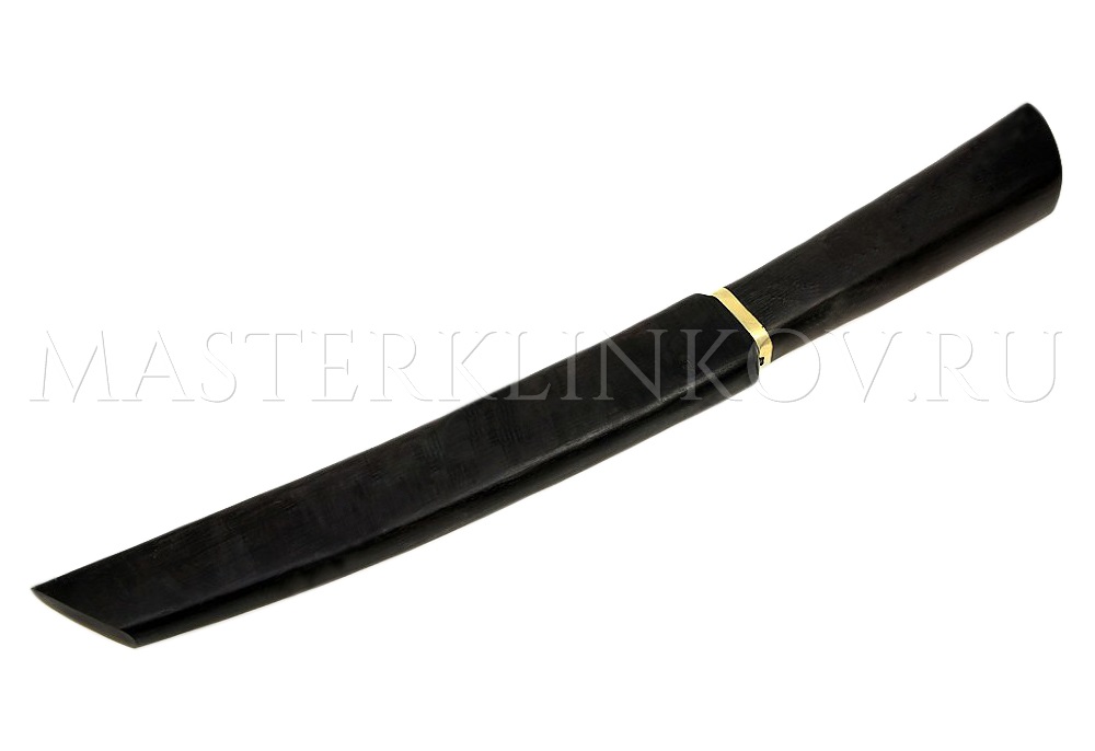 Нож из дамасской стали Танто, рукоять и ножны - черный граб