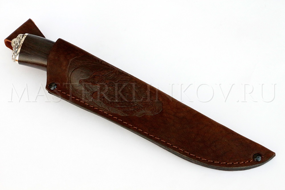 Нож из дамасской стали Беркут, рукоять - черный граб, литье