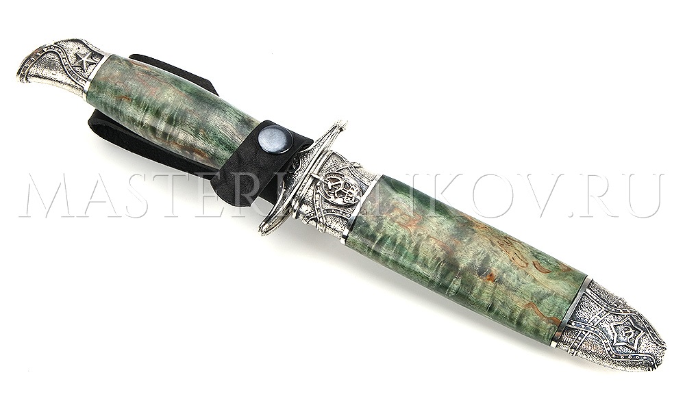 Нож из стали Х12МФ Финка НКВД реплика, рукоять и ножны - стабилизированная карельская береза, литье