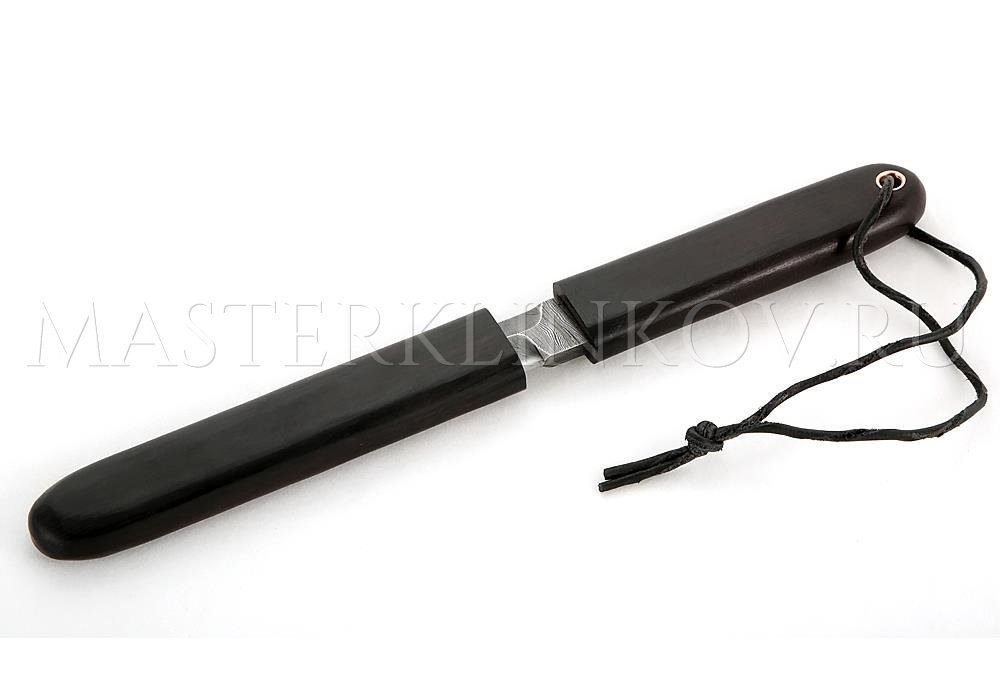 Нож из дамасской стали Брелок-1, рукоять и ножны - черный граб