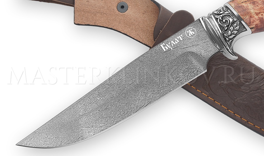 Нож из булатной стали Кадет, рукоять - карельская береза, литье