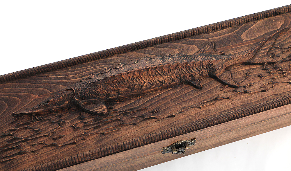 Шкатулка для ножа Охота из дуба