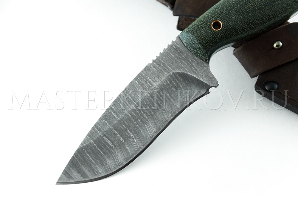 Нож из дамасской стали Керамбит, рукоять - микарта