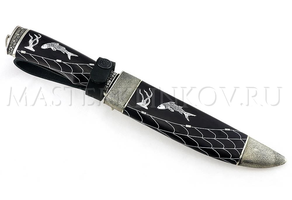 Нож из порошковой стали Elmax Невод, черный граб, литье