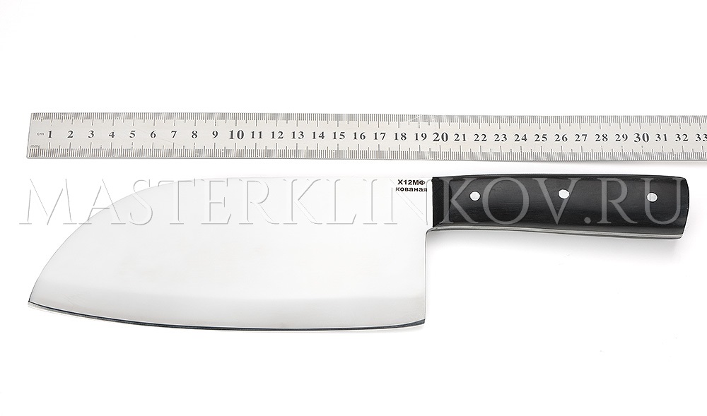 Тяпка-нож Сербская из стали Х12МФ, цельнометаллическая, рукоять - граб, тонкая