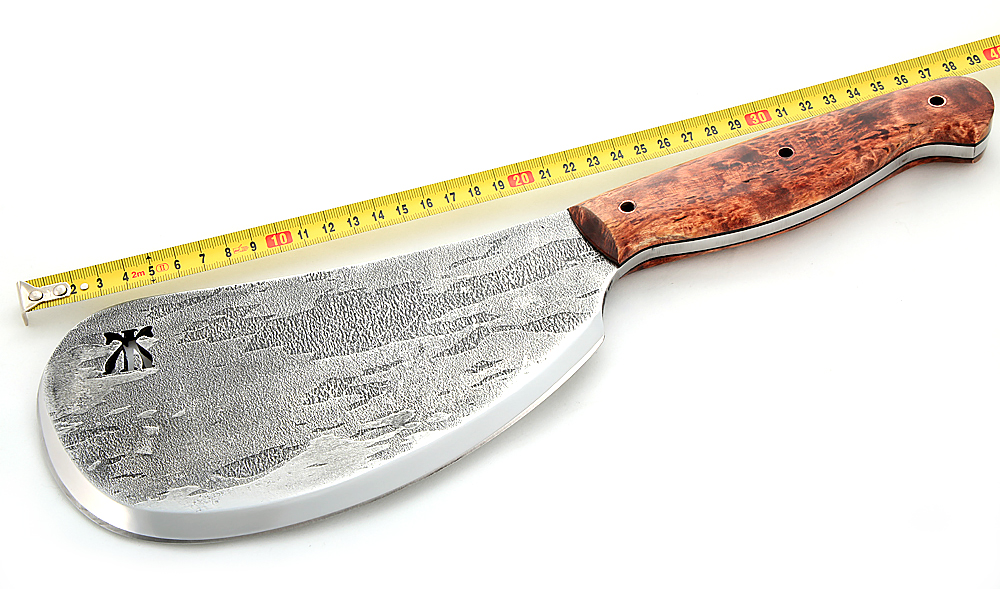 Тяпка цельнометаллическая из стали 9ХФ, рукоять - карельская береза