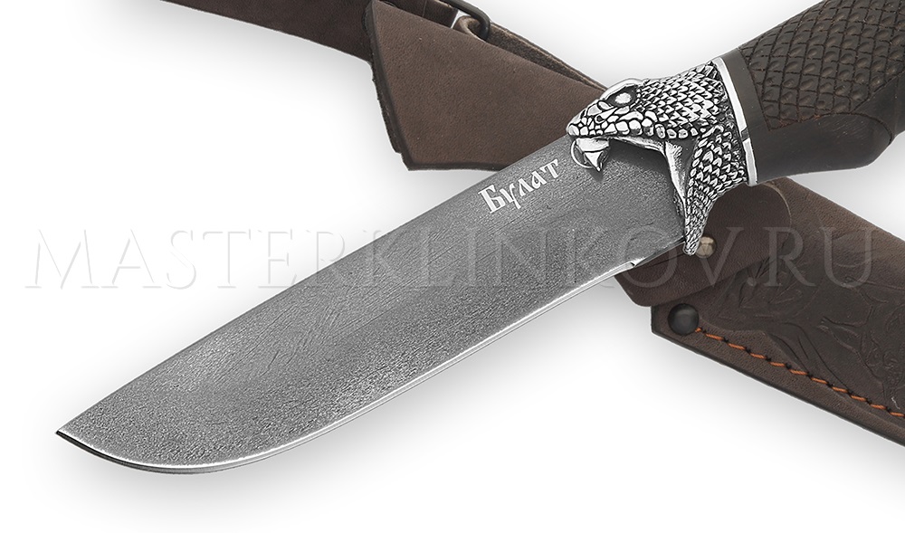 Нож из булатной стали Глухарь, рукоять - граб, литье Кобра