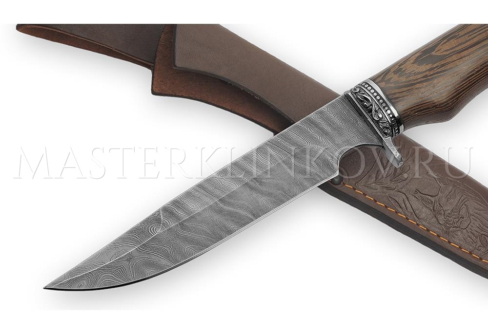 Нож из дамасской стали Судак, рукоять - венге, литье
