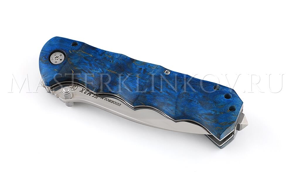 Нож складной из стали Elmax - 007 Зубр, рукоять - карельская береза, под пальцы