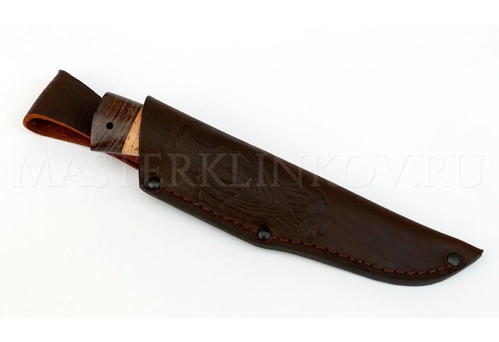 Нож из стали 9ХС Пушной, рукоять — венге и береста