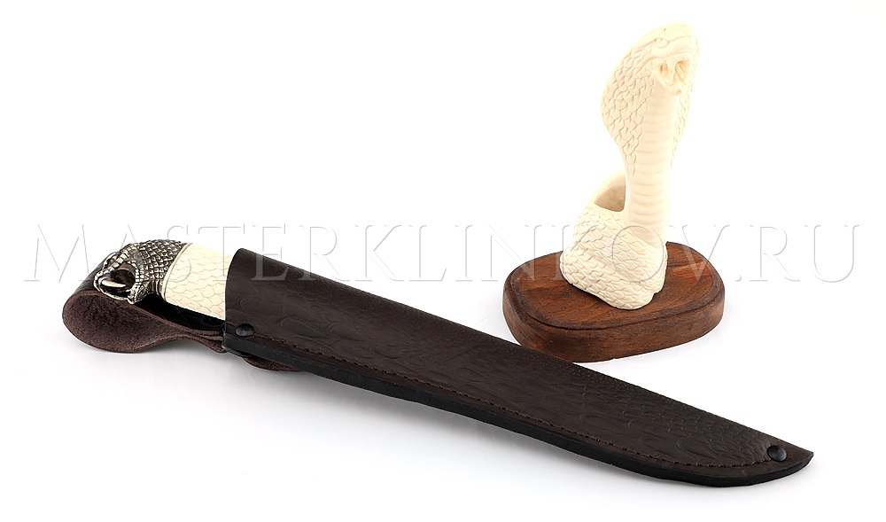 Нож Осетр, мозаичный ламинат, рог лося, подставка - кобра