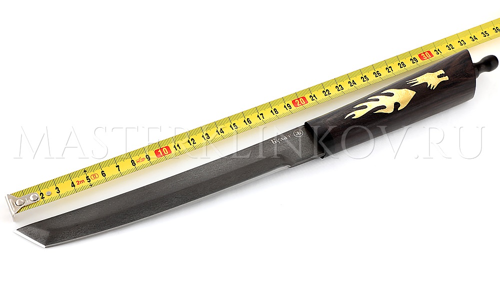 Нож из булатной стали Танто, золочение Дракон