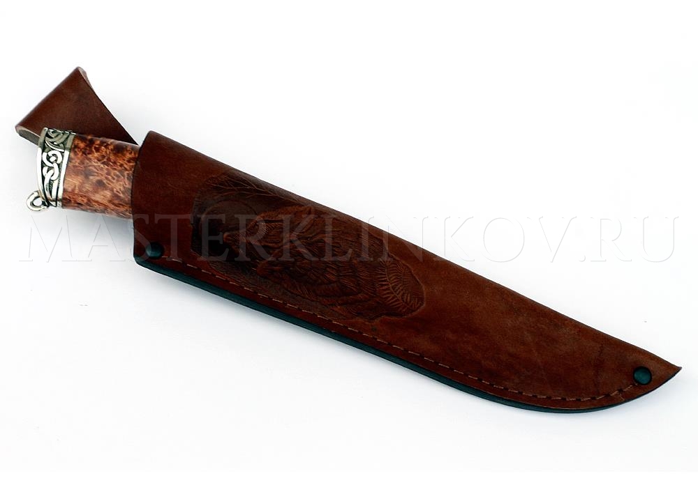 Нож из порошковой стали Vanadis 10 Беркут, рукоять — карельская береза, литье