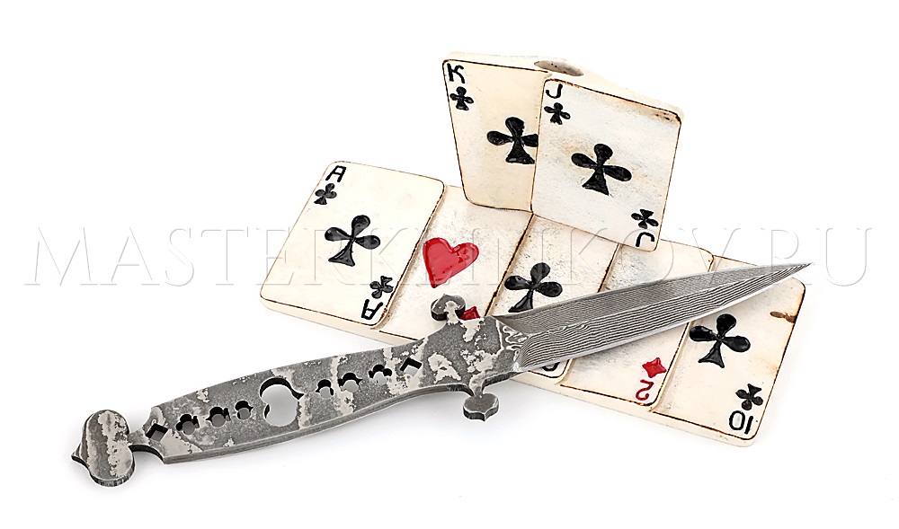 Композиция Масть, ламинатный дамаск, подставка из рога лося