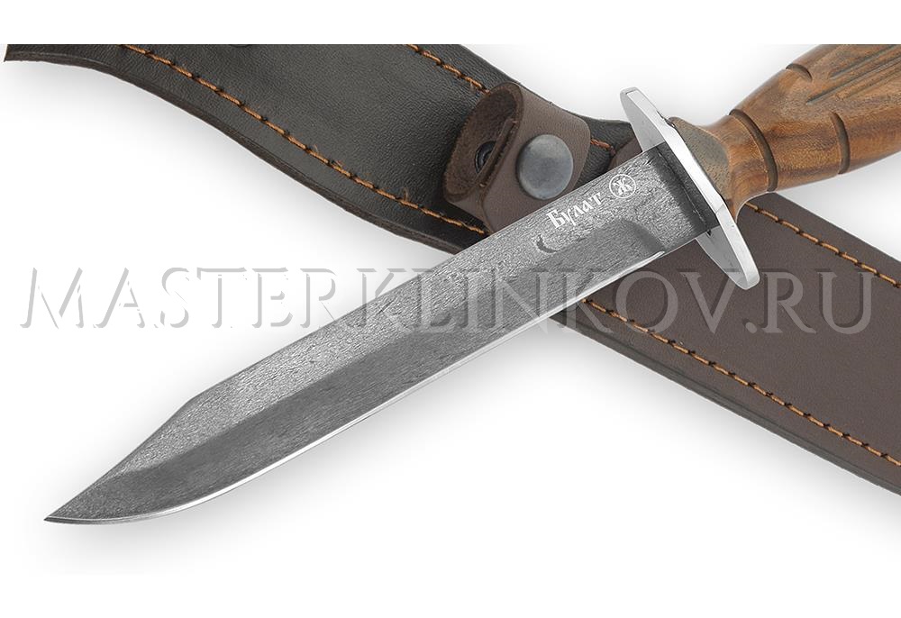 Нож Разведчика из булатной стали НР, орех, резьба, литье